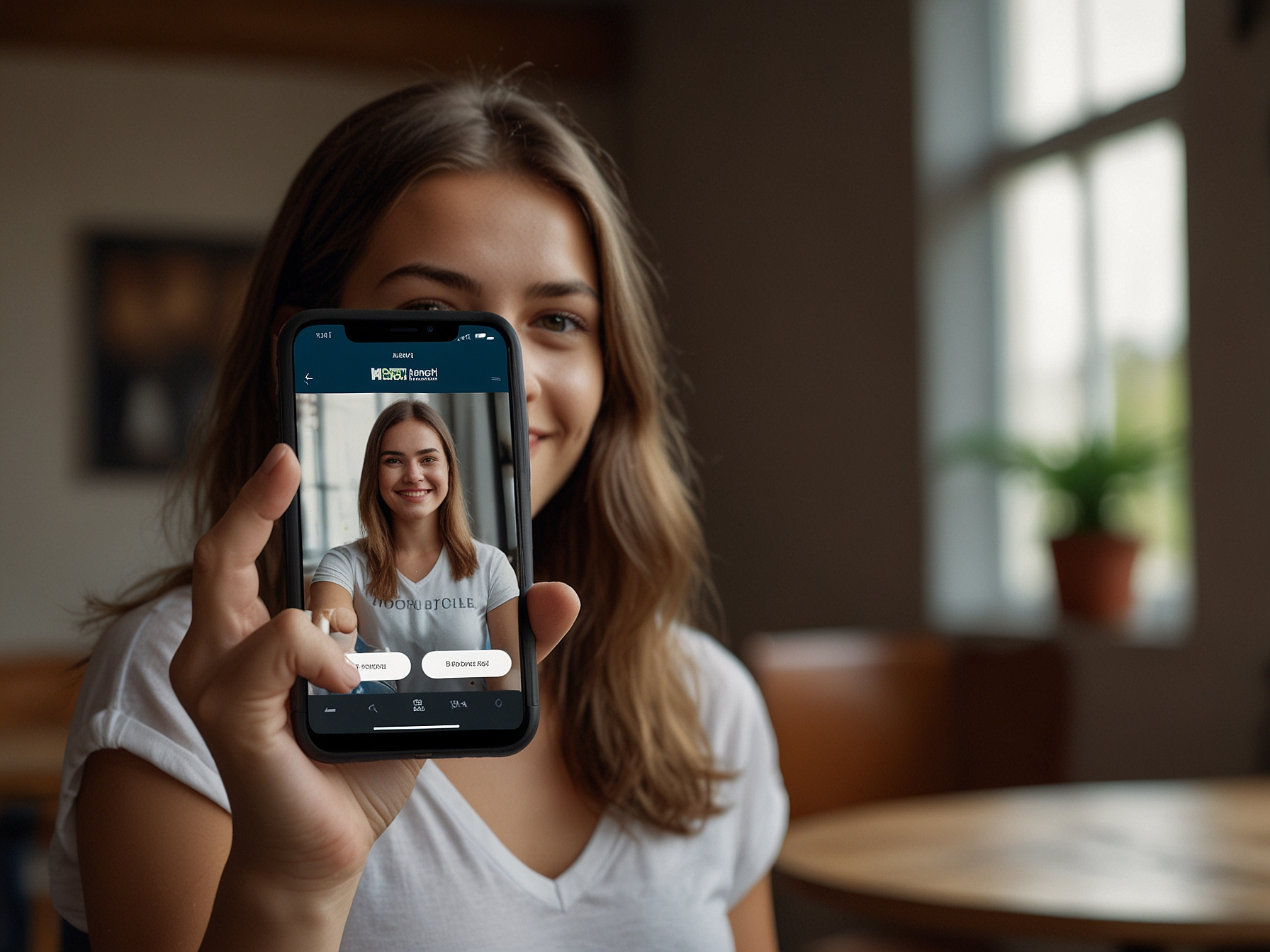 Representante Mostbet con smartphone